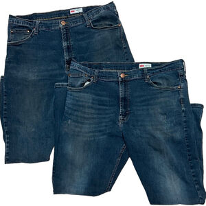 Set of 2 Men's Wrangler Straight & Slim Straight Blue Distressed Jeans 40x30